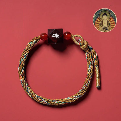 Buddhist Blessing Chinese Zodiac Natal Buddha Small Leaf Red Sandalwood Red String Protection Bracelet