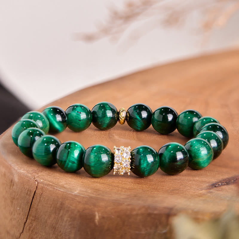 Buddhist Blessing Green Tiger Eye Positive Bracelet