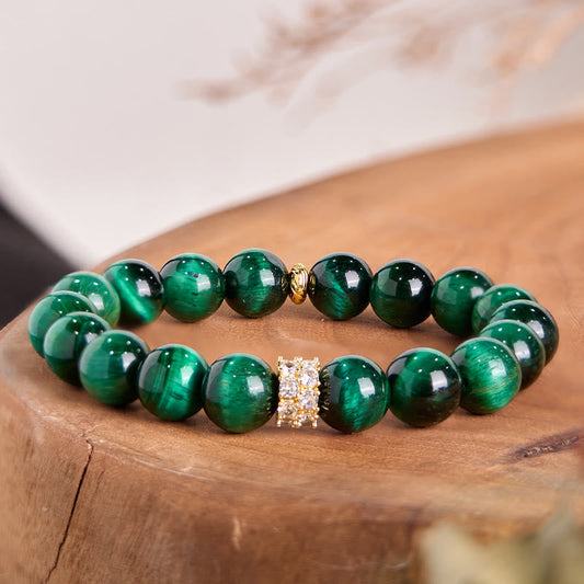 Buddhist Blessing Green Tiger Eye Positive Bracelet