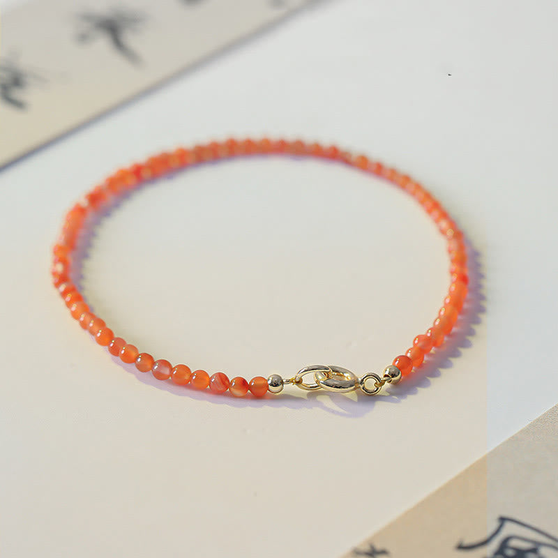 Buddhist Blessing Natural Cherry Persimmon Red Agate Ultra-thin Beads Confidence Bracelet