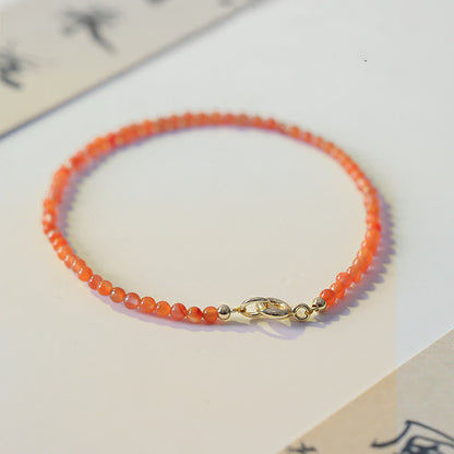 Buddhist Blessing Natural Cherry Persimmon Red Agate Ultra-thin Beads Confidence Bracelet