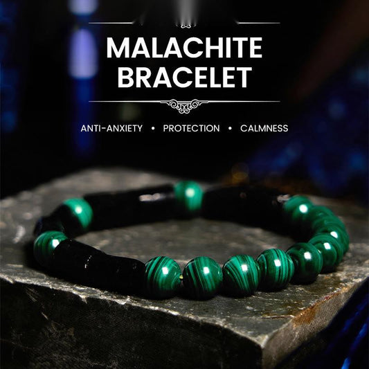 Buddhist Blessing Malachite Black Tourmaline Purity Bracelet