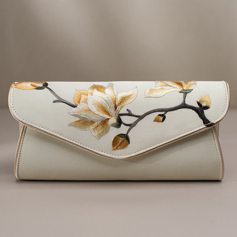 Buddhist Blessing Magnolia Su Embroidery Wedding Shopping Purse Handbag Crossbody Bag