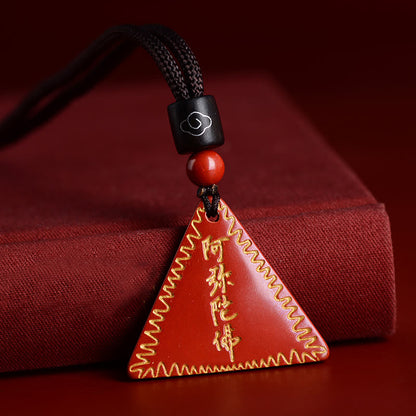 Buddhist Blessing Cinnabar Amitabha Calm Necklace Pendant