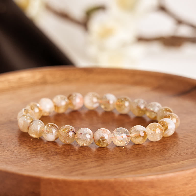 Buddhist Blessing Natural Citrine Snowflake Crystal Prosperity Bracelet