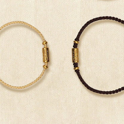 Buddhist Blessing 999 Gold Good Luck Amulet Carved Design Handmade Strength Braided Rope Bracelet