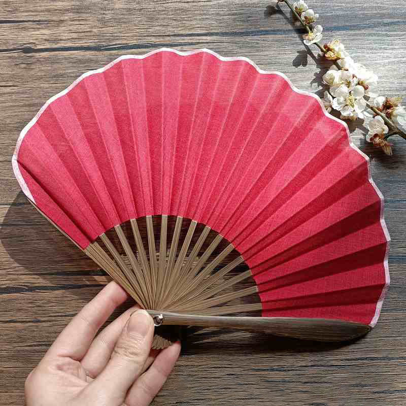 Buddhist Blessing Retro Solid Color Shell Shape Handheld Bamboo Folding Fan