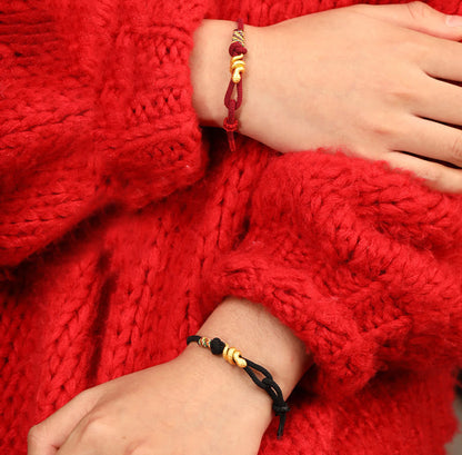 Buddhist Blessing 999 Gold Year of the Snake Design Handmade Luck Protection Rope Braided Bracelet