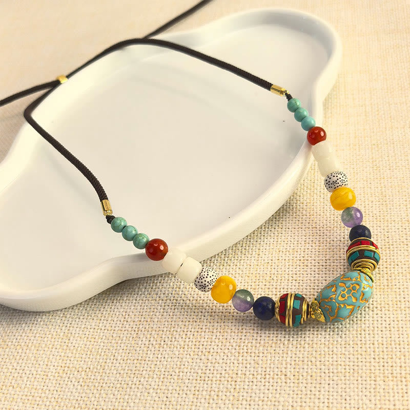Buddhist Blessing Tibetan Handmade Turquoise Beads Balance Necklace Pendant