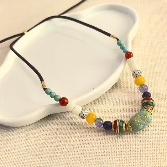 Buddhist Blessing Tibetan Handmade Turquoise Beads Balance Necklace Pendant