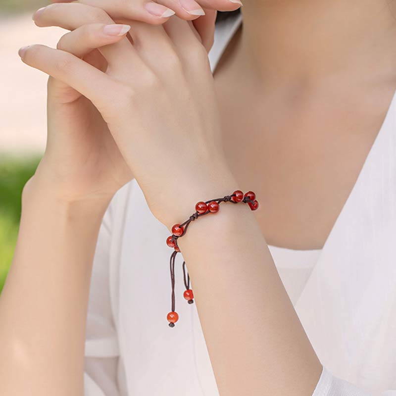 Buddhist Blessing Red Agate Moss Agate Cinnabar Calm Bracelet