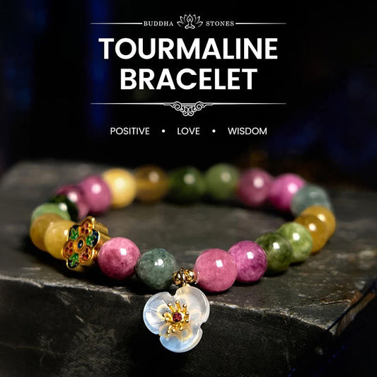Buddhist Blessing Tourmaline Wisdom Flower Bracelet