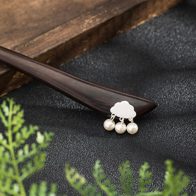 Buddhist Blessing 925 Sterling Silver Ebony Cloud Power Hairpin