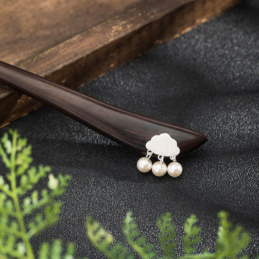 Buddhist Blessing 925 Sterling Silver Ebony Cloud Power Hairpin