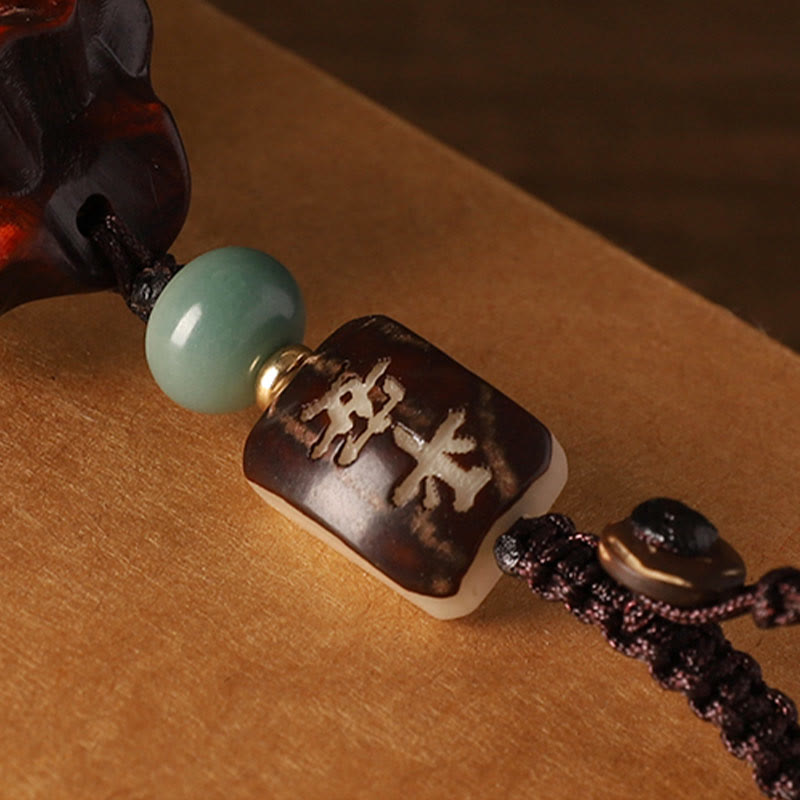 Buddhist Blessing Small Leaf Red Sandalwood Green Sandalwood Money Bag Om Mani Padme Hum Rotatable Protection Hanging Decoration