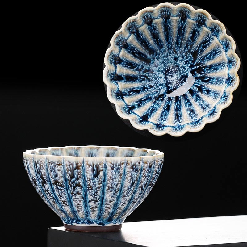 Buddhist Blessing Handmade Small Chinese Jianzhan Lotus Ceramic Teacup Kung Fu Tea Cup 80ml