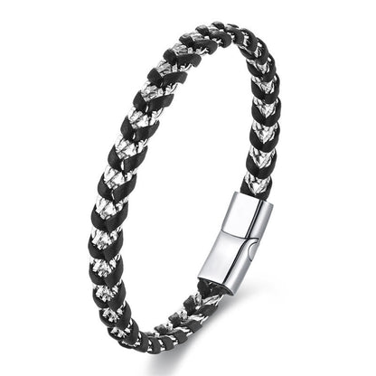 Buddhist Blessing Braided Design Titanium Steel Calm Multi-layer Leather Buckle Bracelet