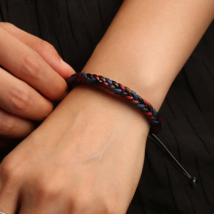 Buddhist Blessing Handmade Eight Thread Peace Knot Wax Cord Rope Braided Bracelet