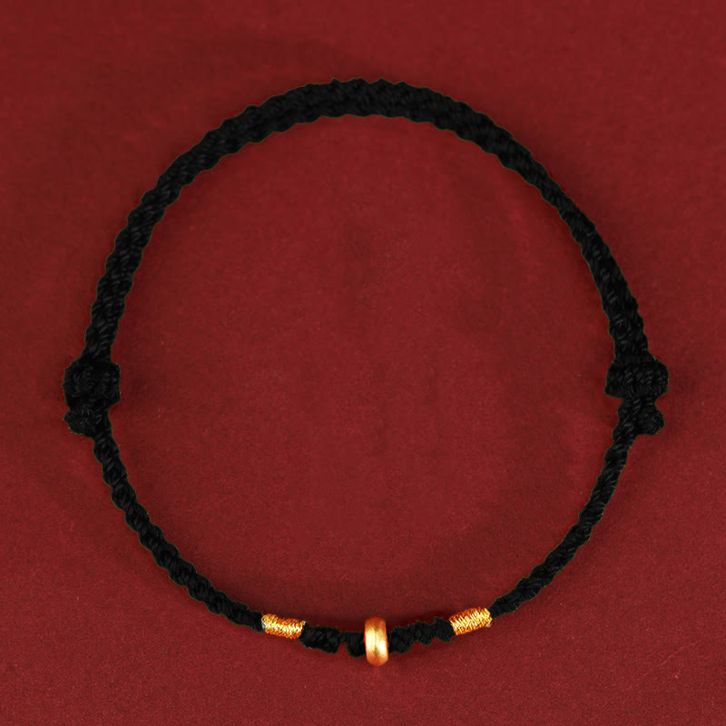 Buddhist Blessing 999 Gold Small Lucky Beads String Protection Luck Braided Bracelet Anklet