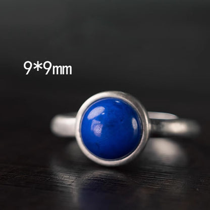 Buddhist Blessing Natural 925 Sterling Silver Lazurite Turquoise Adjustable Balance Ring