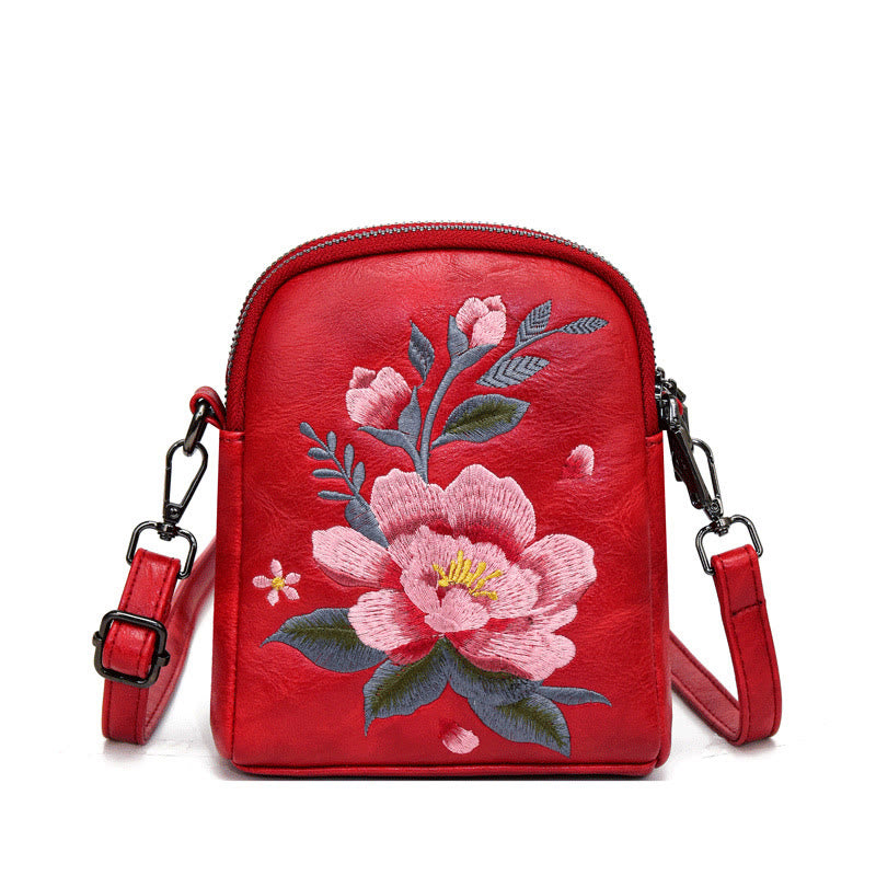 Buddhist Blessing Lotus Su Embroidery Journey Shopping Purse Shoulder Bag Crossbody Bag