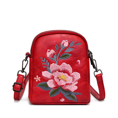 Buddhist Blessing Lotus Su Embroidery Journey Shopping Purse Shoulder Bag Crossbody Bag