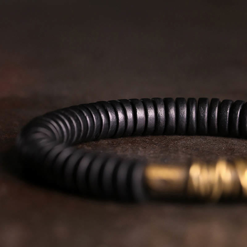 Buddhist Blessing Calm Tibetan Ebony Wood Copper Bracelet