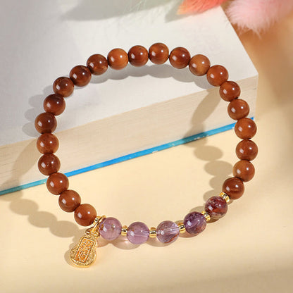 Buddhist Blessing Green Phantom Citrine Rutilated Quartz Super Seven Crystal Confidence Bracelet