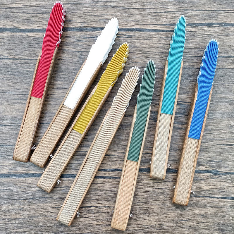 Buddhist Blessing Retro Solid Color Shell Shape Handheld Bamboo Folding Fan