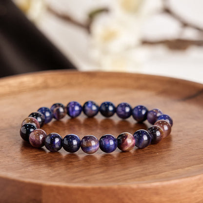 Buddhist Blessing Natural Purple Tiger Eye Protection Strength Bracelet
