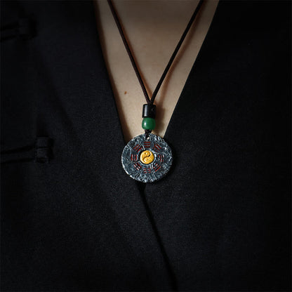 Buddhist Blessing 999 Sterling Silver 24k Gold Bagua Tai Chi Yin Yang Design Mountain Ghosts Spend Money Harmony Necklace Pendant