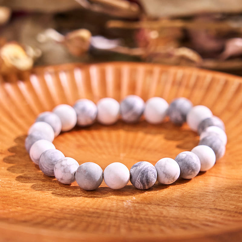 Buddhist Blessing Picasso Jasper White Turquoise Courage Bracelet