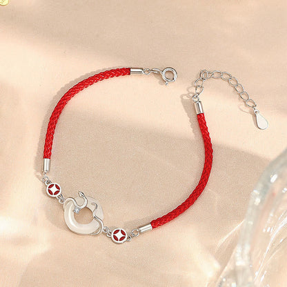 Buddhist Blessing Hetian Jade Chalcedony Peace Buckle Coin 925 Sterling Silver Year Of The Snake Red String Prosperity Bracelet