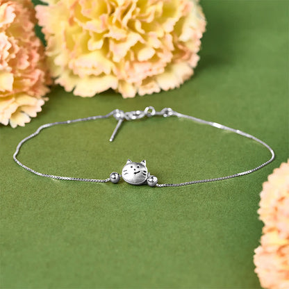 Buddhist Blessing 925 Sterling Silver Mini Cat Blessing Chain Bracelet