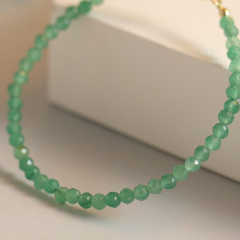 Buddhist Blessing 3mm Small Green Aventurine Ultra-Thin Beads Luck Bracelet