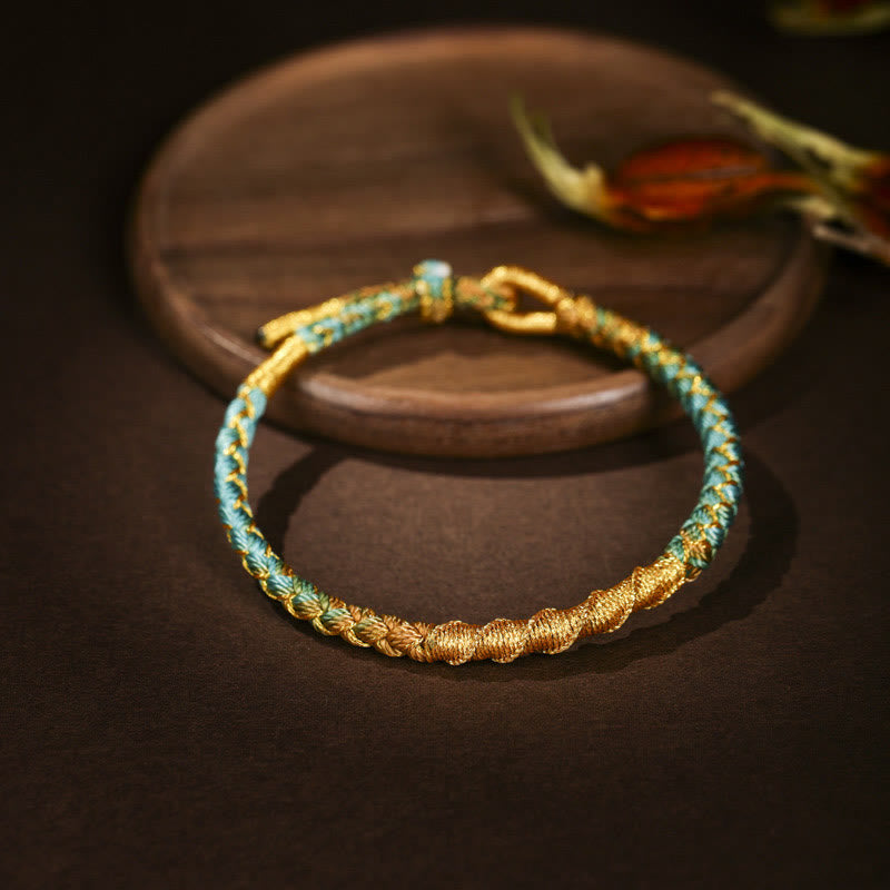 Buddhist Blessing Tibetan Colorful Gold Thread Dragon Scale Knot Protection Braided Bracelet
