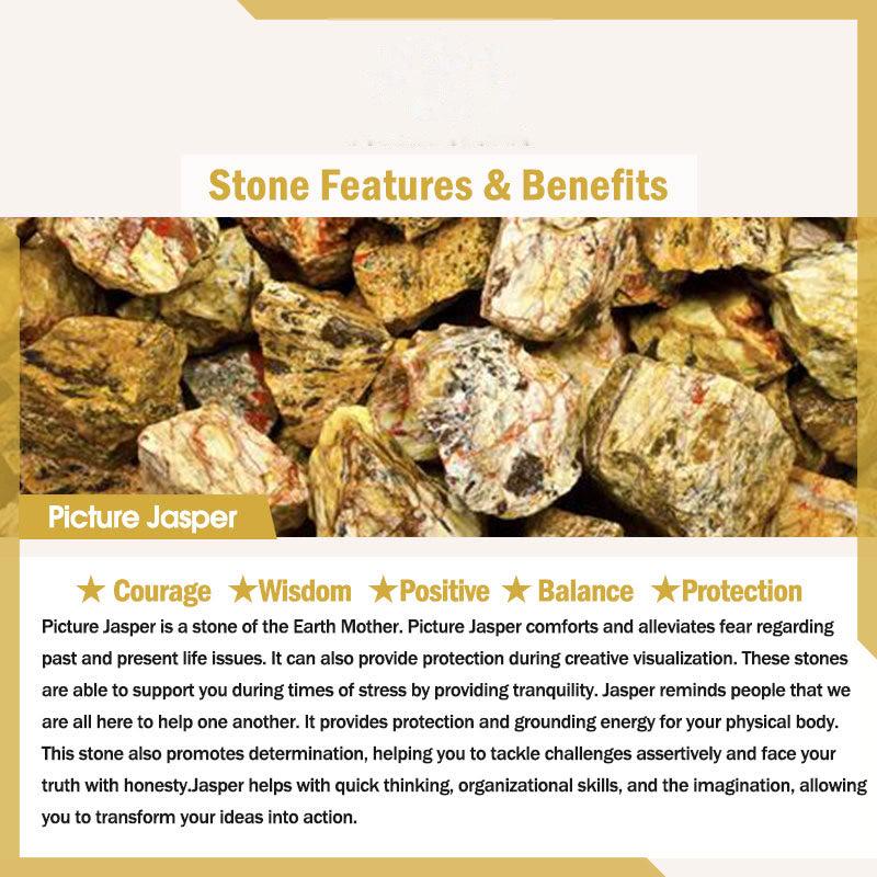 Buddhist Blessing Tiger Eye Lazurite Hematite Picture Jasper Black Onyx Strength Multi-layer Leather Bracelet