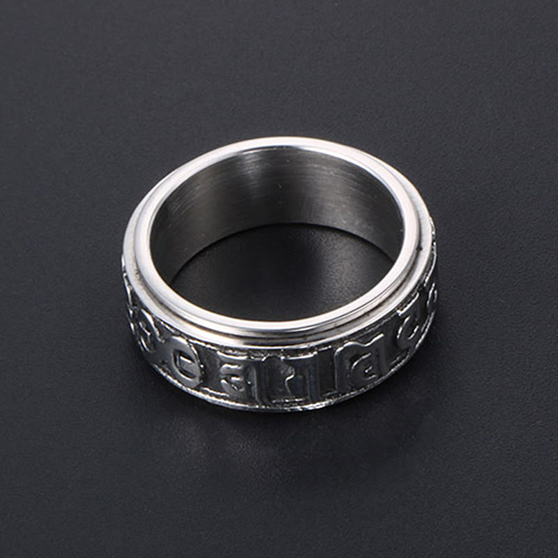 Buddhist Blessing Tibetan Om Mani Padme Hum Titanium Steel Spinner Balance Ring
