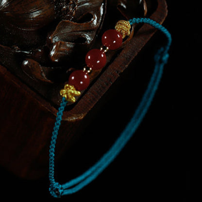 Buddhist Blessing Colorful String Cinnabar Calm Bracelet