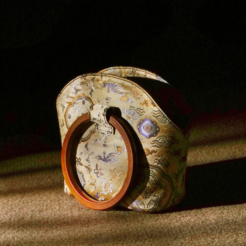 Buddhist Blessing Crane Deer Seawater Wave Wood Handle Metal Chain Change Purse Crossbody Bag Hangbags