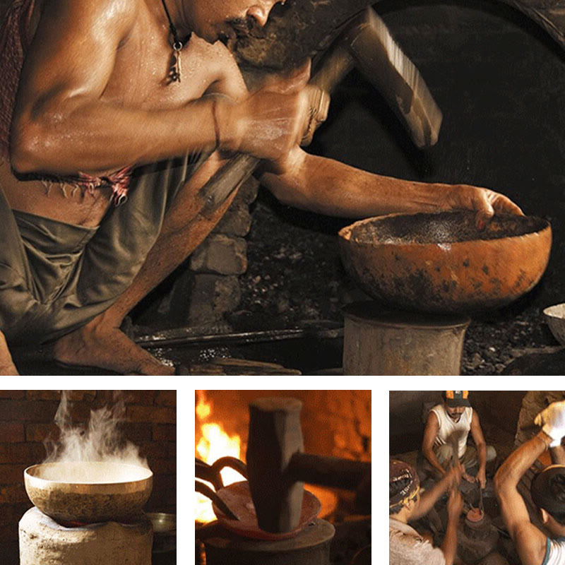 Buddhist Blessing Handmade Nepal Golden Singing Bowl for Healing and Meditation Sound Bowl Set