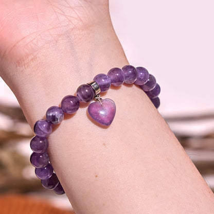 Buddhist Blessing Natural Quartz Love Heart Healing Beads Bracelet