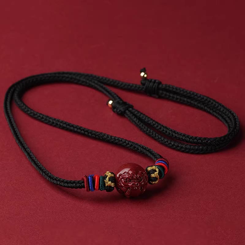 Buddhist Blessing Cinnabar Chinese Zodiac Black String Blessing Necklace Pendants