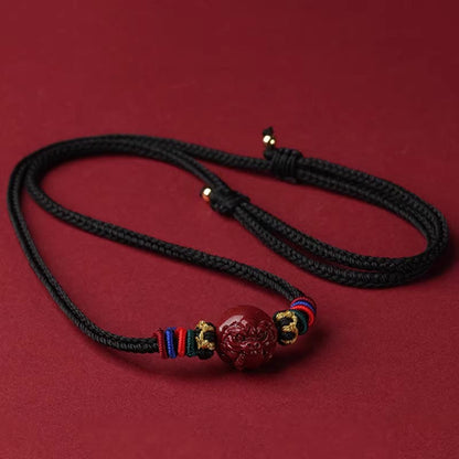 Buddhist Blessing Cinnabar Chinese Zodiac Black String Blessing Necklace Pendants