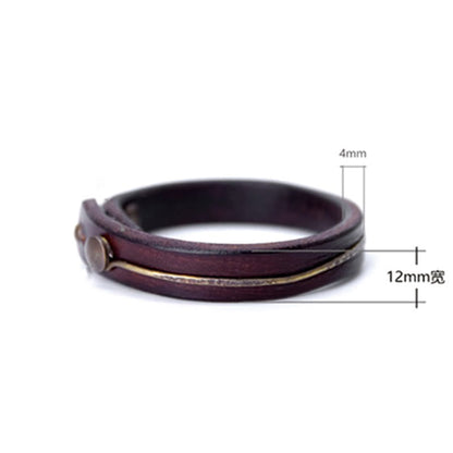Buddhist Blessing Vintage Leather Copper Brass Wire Healing Bangle Bracelet