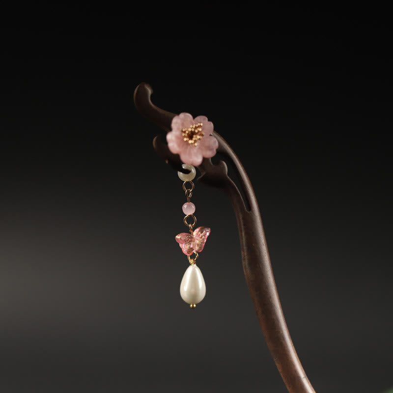 Buddhist Blessing Ebony Flower Butterfly Blessing Hairpin