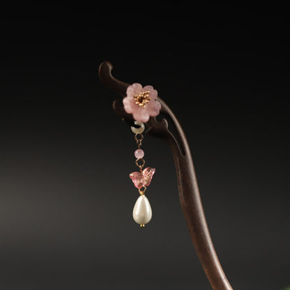 Buddhist Blessing Ebony Flower Butterfly Blessing Hairpin