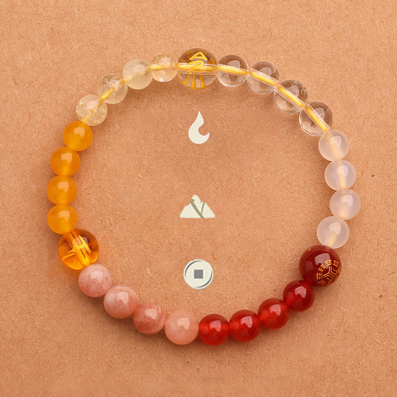 Buddhist Blessing Five Elements Various Agate Crystal Sun Stone Wisdom Bracelet
