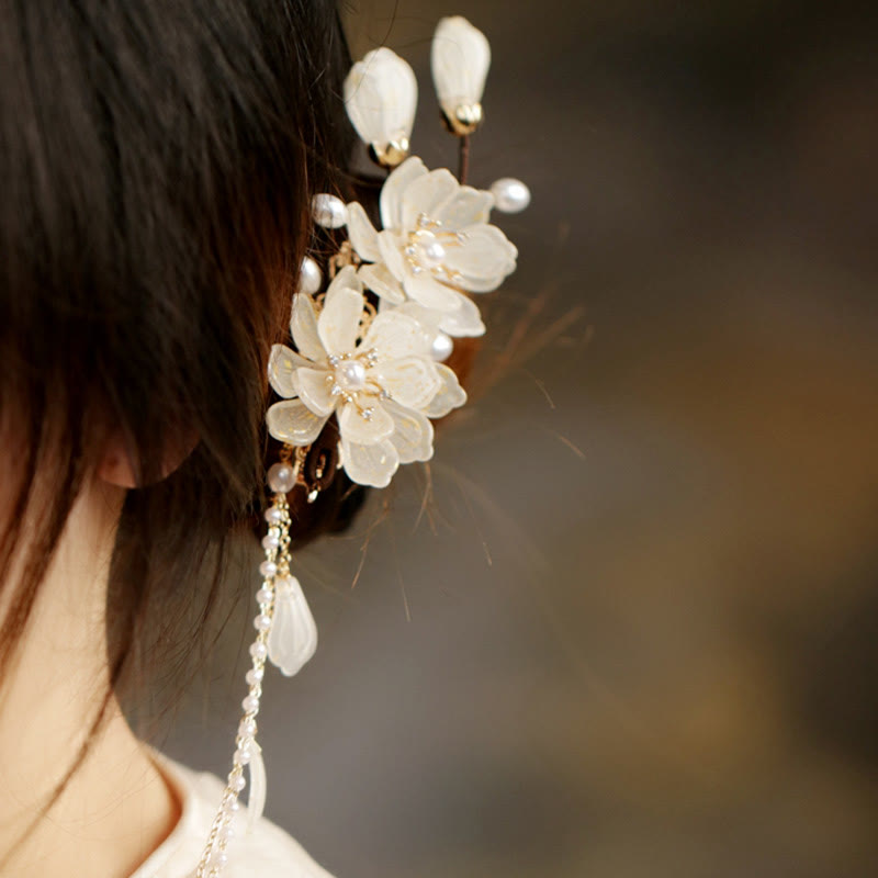 Buddhist Blessing Classical Magnolia Tassel Side Hair Clip