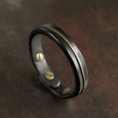 Buddhist Blessing Vintage Leather Copper Brass Wire Healing Bangle Bracelet